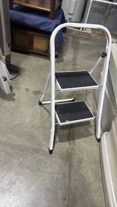 lot 2338 image: 2-Step Ladder White Frame Black Treads