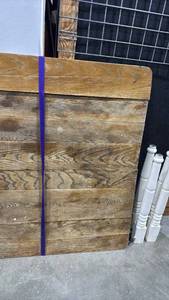 lot 2353 image: Wooden table top with legs top needs repaired table is 46x42 legs are 28 inches tall