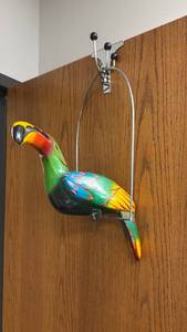 lot 905 image: Hand painted resin Toucan bird on 16 in tall perch