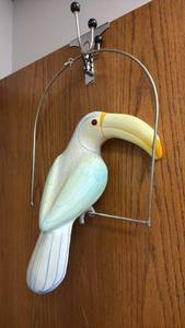 lot 907 image: Hand painted resin Toucan bird on 14 in tall perch