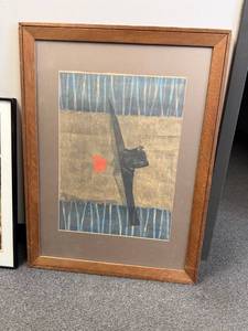 lot 919 image: Framed signed wall decor 36 x 28 in