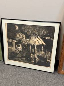 lot 920 image: Framed signed wall decor 26 x 29 in