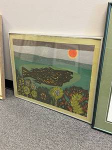 lot 922 image: Framed signed wall decor 21 x 27 in