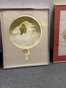 lot 928 image: Framed signed wall decor 23 x18 in