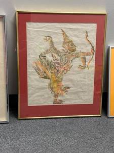 lot 929 image: Framed rubbing wall decor 23 x 20 in