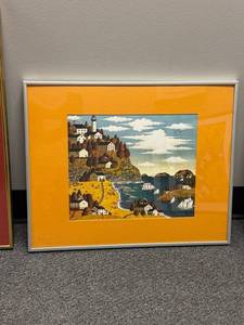lot 930 image: Framed signed wall decor 17 x 21 in