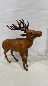 lot 1005 image: Vtg Leather Wrapped Stag Figure 14x14