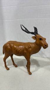 lot 1006 image: Vtg Leather Wrapped Stag Figure 12x12
