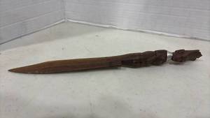 lot 1024 image: Tribal Letter Opener Knife Wood Carved 14 Inches