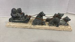 lot 1033 image: Vintage A Wolf Original Couple On Dog Sled Sculpture
