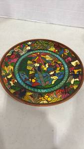 lot 1050 image: Vtg Mexican Hand Painted Pottery Plate 10 inch
