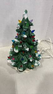 lot 1111 image: Vtg Ceramic Tree with Lights and Light Base 11.5 Inch