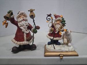 lot 1115 image: Santa Clause Figurine 8 inches Tall with Stocking Holder