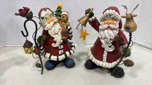 lot 1118 image: Pair of 8 Inch Tall Santa Figurines