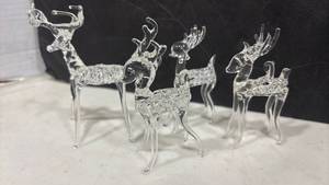 lot 1124 image: Set of Four Hand Blown Reindeer Figurines