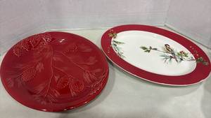 lot 1157 image: Lenox Winter Song and Rustic Berry Platters. 16.5 inches