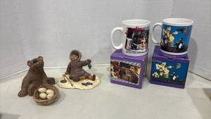 lot 1160 image: Gromit Mugs, Frumps Bear Figurine and Child Ice Fishing Figurine