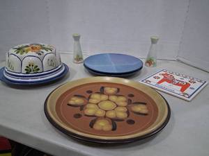 lot 1179 image: Ceramic Tableware, Lot Butter Dish, Plates, Salt Pepper Shakers, Tile