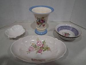 lot 1180 image: Porcelain Floral Vase,Bowls and more