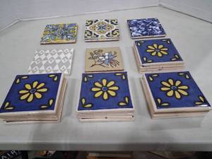 lot 1183 image: Decorative Glazed Ceramic Tiles Mixed Patterns Lot of 25