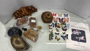 lot 1206 image: Hair Piece Lot Wigs Hairpieces Buns Curls Multiple Styles Colors for Dolls