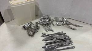 lot 1221 image: Lauffer Norway Flatware Set with Storage Container