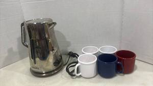 lot 1237 image: KRUPS Electric Kettle with 5 Ceramic Mugs