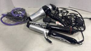 lot 1247 image: Hair Styling Tool Lot with Curling Irons, Hair Dryer, and Accessories