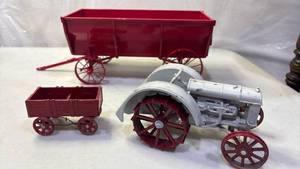 lot 2004 image: Toy Farm Equipment Set with Tractor and Wagons