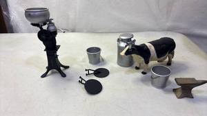 lot 2006 image: Miniature Farm Playset with Metal Milking Equipment and Cow Figure