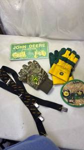 lot 2008 image: John Deere Collector License Plate Gloves Belt Suspenders