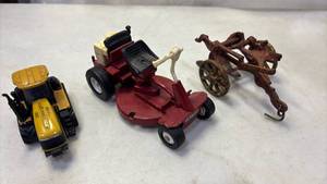 lot 2012 image: Farm Equipment Toys including CAT 75E, Snapper Mower, and Cast Iron Figures