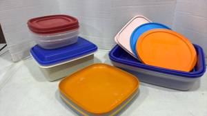 lot 2036 image: Food Storage Containers with Tupperware Plates