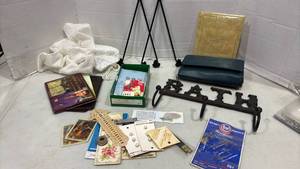 lot 2056 image: Sewing Needles Cases Buttons Trim, Bath Hooks, Address Book, Wallet and more