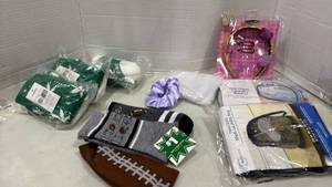 lot 2071 image: Socks, Headband, Hair Clips, Laundry Basket and more
