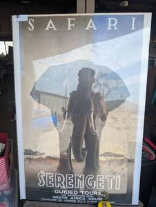 lot 71 image: Vintage-style decorative travel poster titled Safari Serengeti