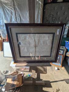 lot 84 image: Framed antique English vellum document