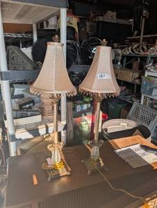 lot 151 image: Set of two ornate vintage-style table lamps