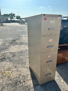 lot 91 image: Four-drawer vertical metal filing cabinet