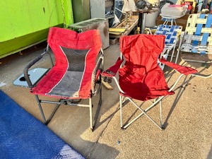 lot 125 image: Pair Of Red Camping Chairs.