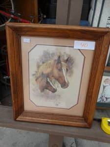 lot 40 image: Vintage framed horse and foal