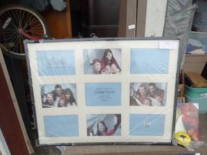 lot 49 image: Multi-opening collage picture frame with a light mat and a dark border