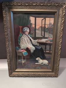 lot 1005 image: Framed Print Woman at Window