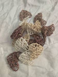 lot 2020 image: Woven Rattan Heart Decor Mixed Lot Natural and Brown -new