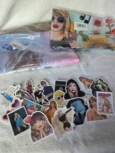 lot 3001 image: Taylor Swift Merchandise Bundle Mailbox Cover, Stickers, Wall Tapestry