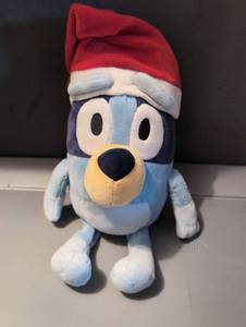 lot 3502 image: Bluey Plush Toy Holiday Christmas Santa Hat - 10 in