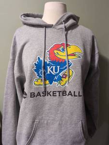 lot 4002 image: KU Basketball Hoodie Sweatshirt Gray Jayhawks Logo
