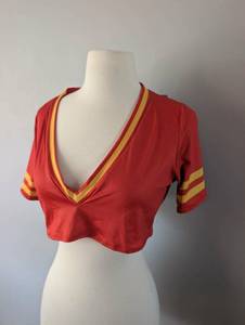 lot 4005 image: Kansas City Chiefs Red Crop Top T-Shirt Jersey Style Number 00 -new with tags