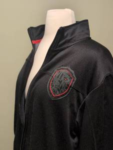 lot 4008 image: Lebron James Witness Nike Full-Zip Track Jacket Black Red Trim - Large