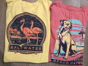 lot 4009 image: 2 Graphic T-Shirts Saltwater Paradise Beach Patrol Dog -Large